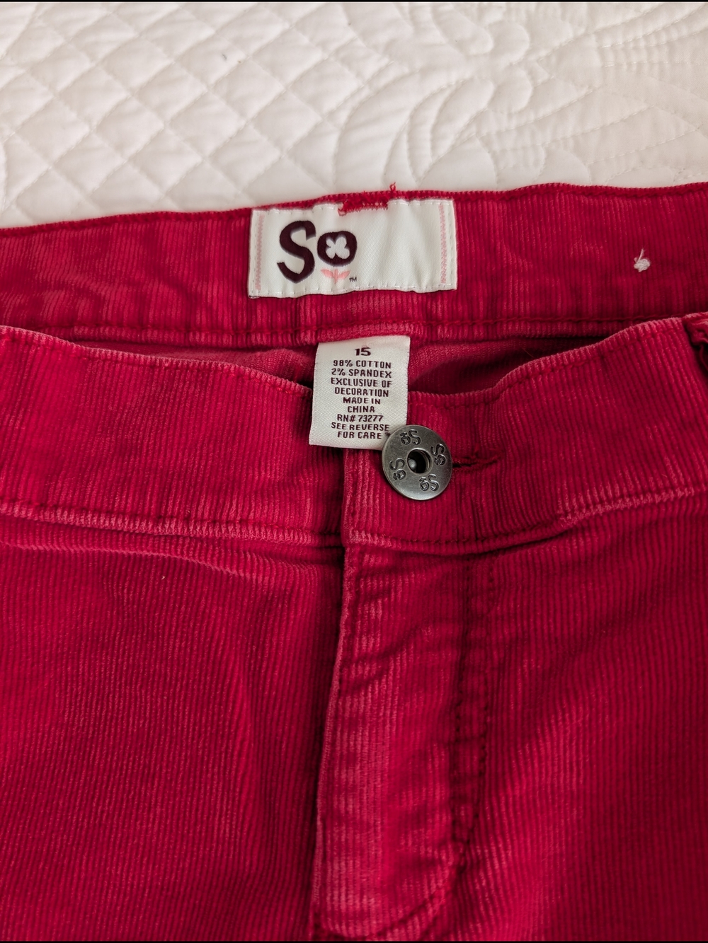 SO Teal & Red Corduroy Junior Size 15. 2 Pairs - Picture 2 of 8
